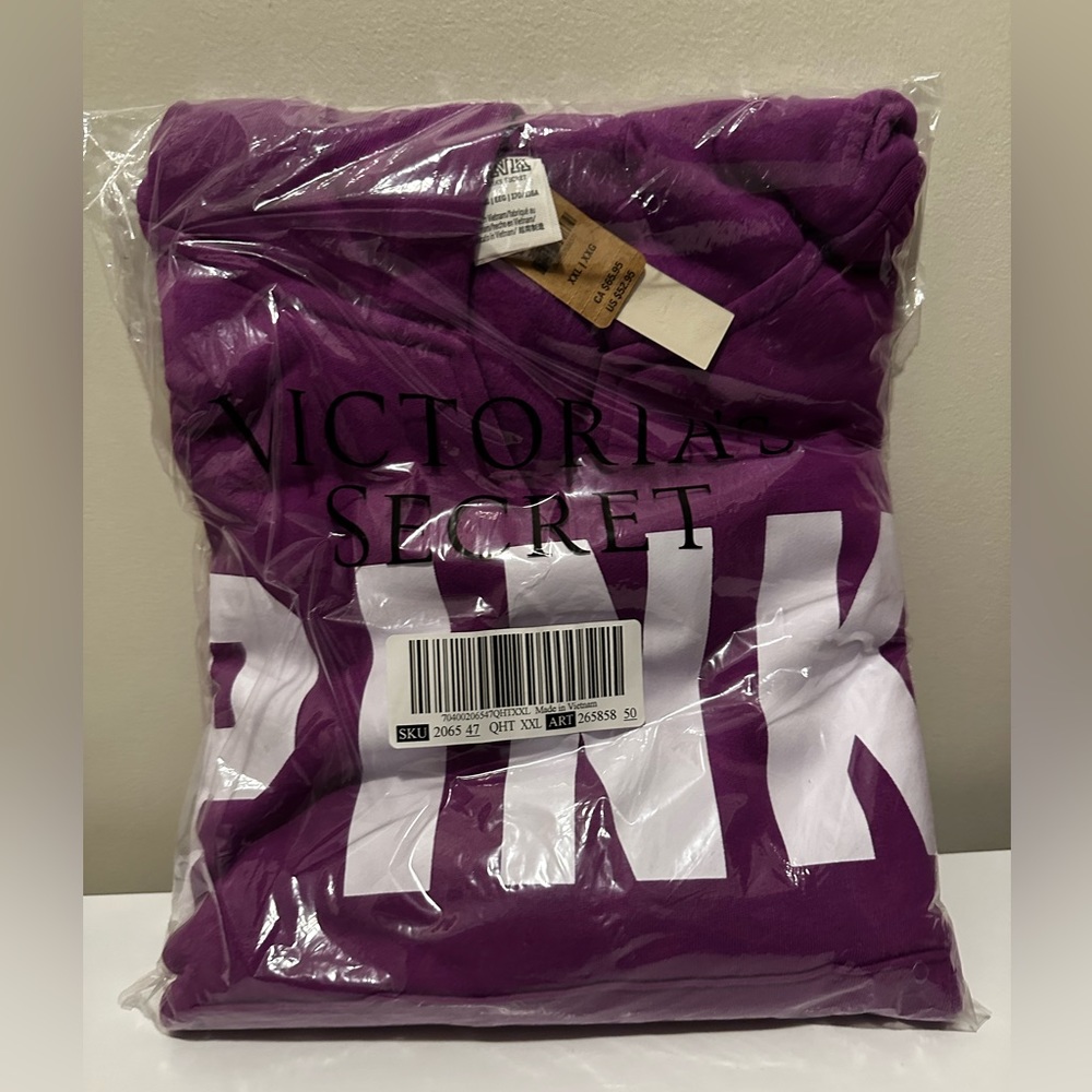 PINK Fleece Zip-Up Everyday Hoodie - Size XXL.